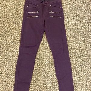 Paige Purple corduroy skinny pants.